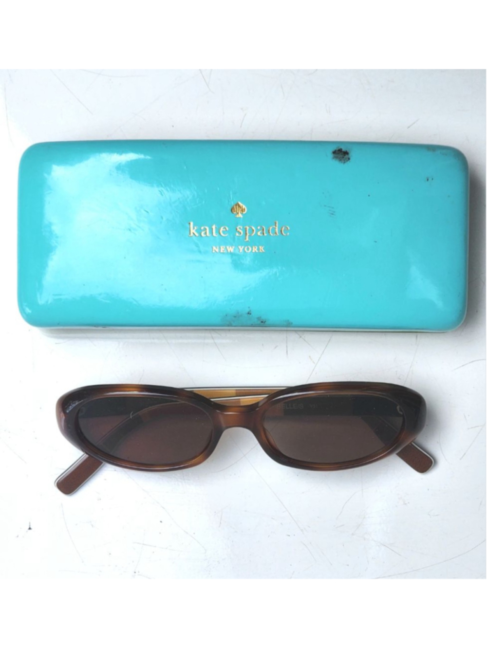 KATE SPADE Belle Brown Tortoiseshell Striped Oval Sunglasses‎ #33